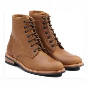 Nisolo Women's Amalia All Weather Lace Up Combat Boot Tobacco Tan Leather - 7